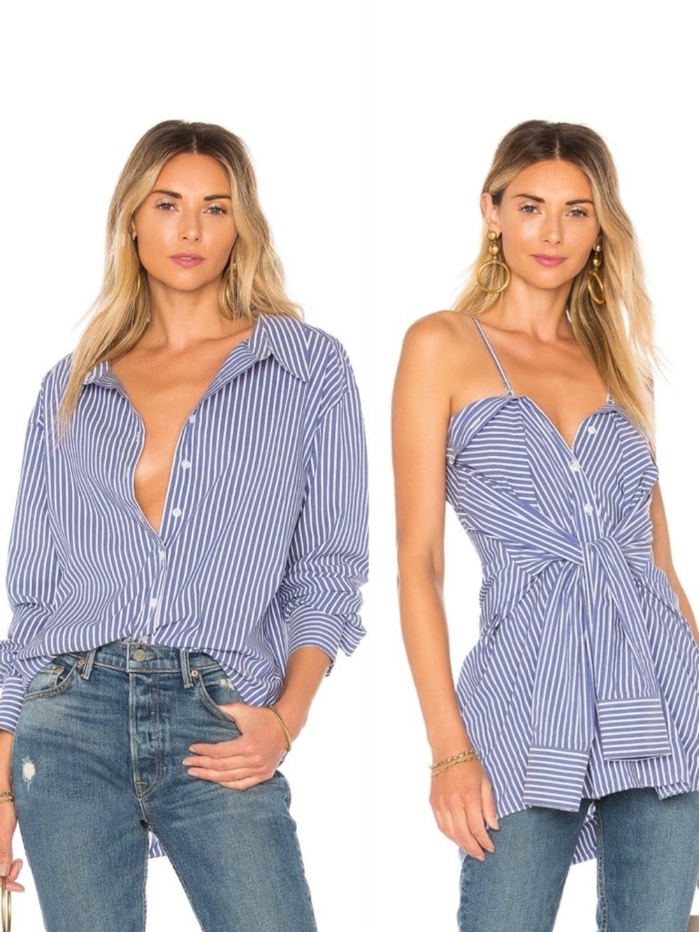 L’Academie from REVOLVE Auguste Button Up in Sea Stripe